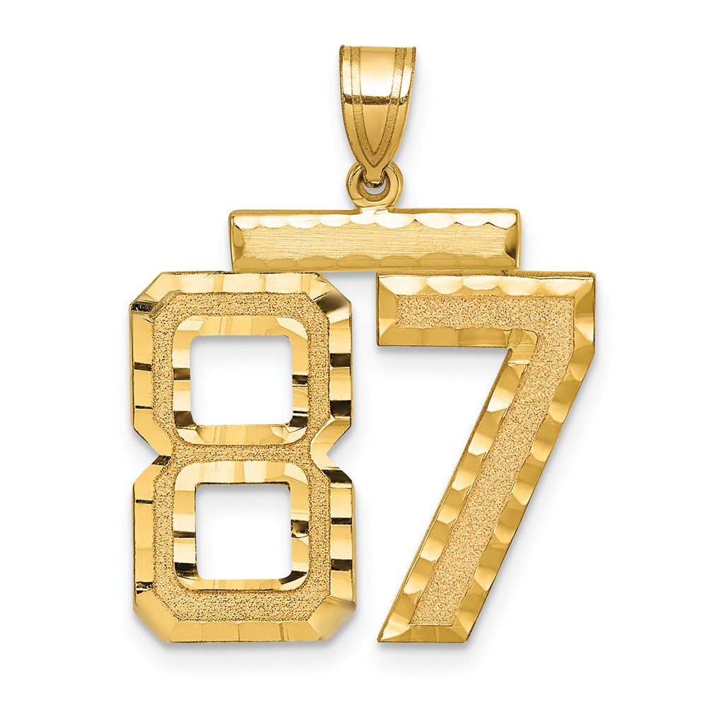 14k Yellow Gold Large Brushed Diamond-cut Number 87 Charm
