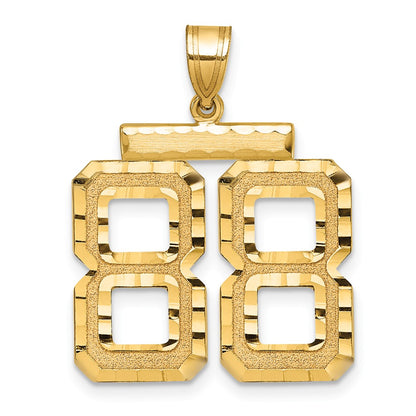 14k Yellow Gold Large Brushed Diamond-cut Number 88 Charm