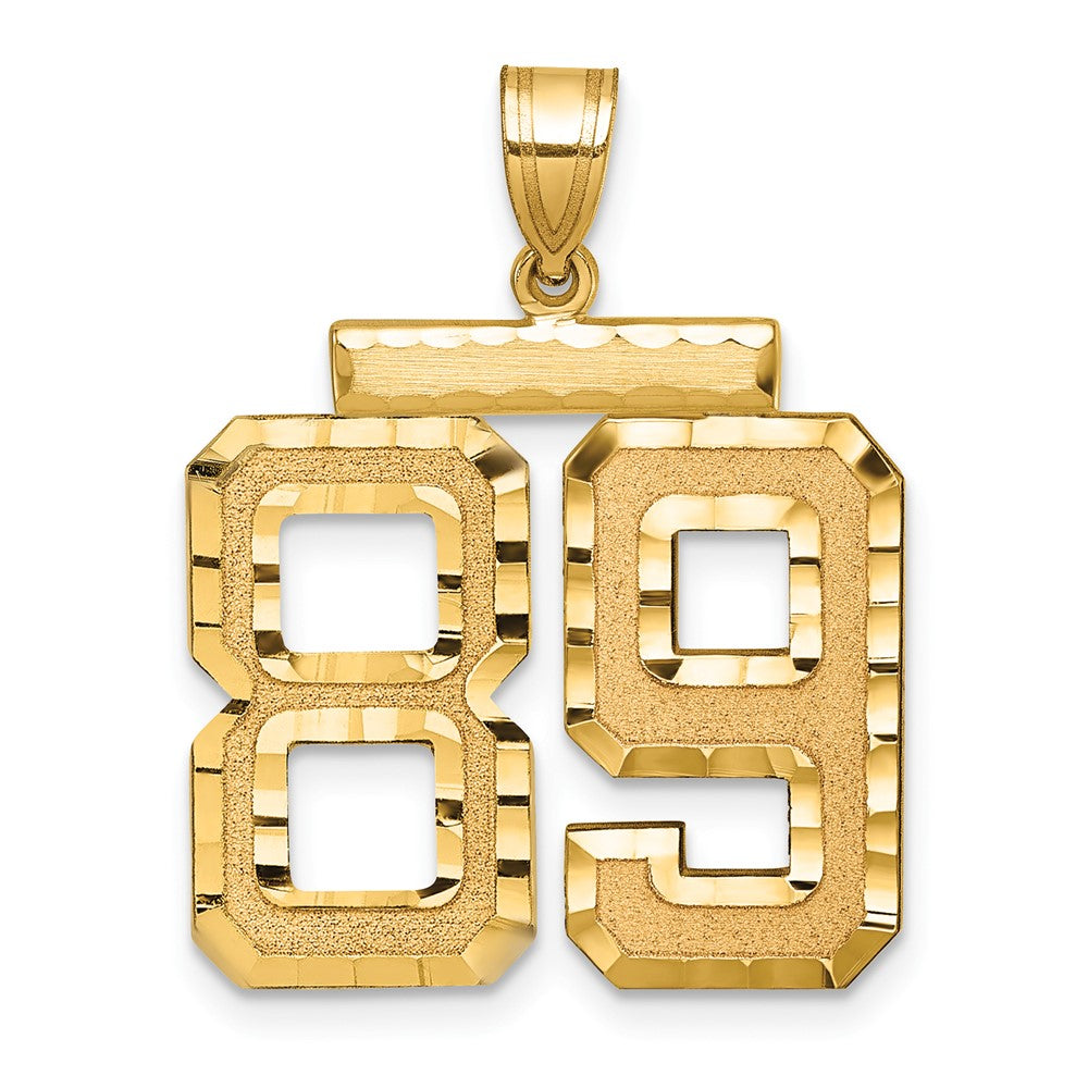 14k Yellow Gold Large Brushed Diamond-cut Number 89 Charm