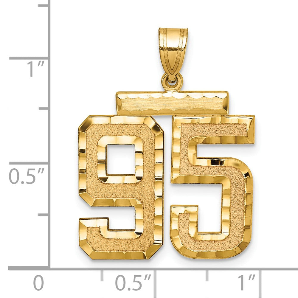 14k Yellow Gold Large Brushed Diamond-cut Number 95 Charm
