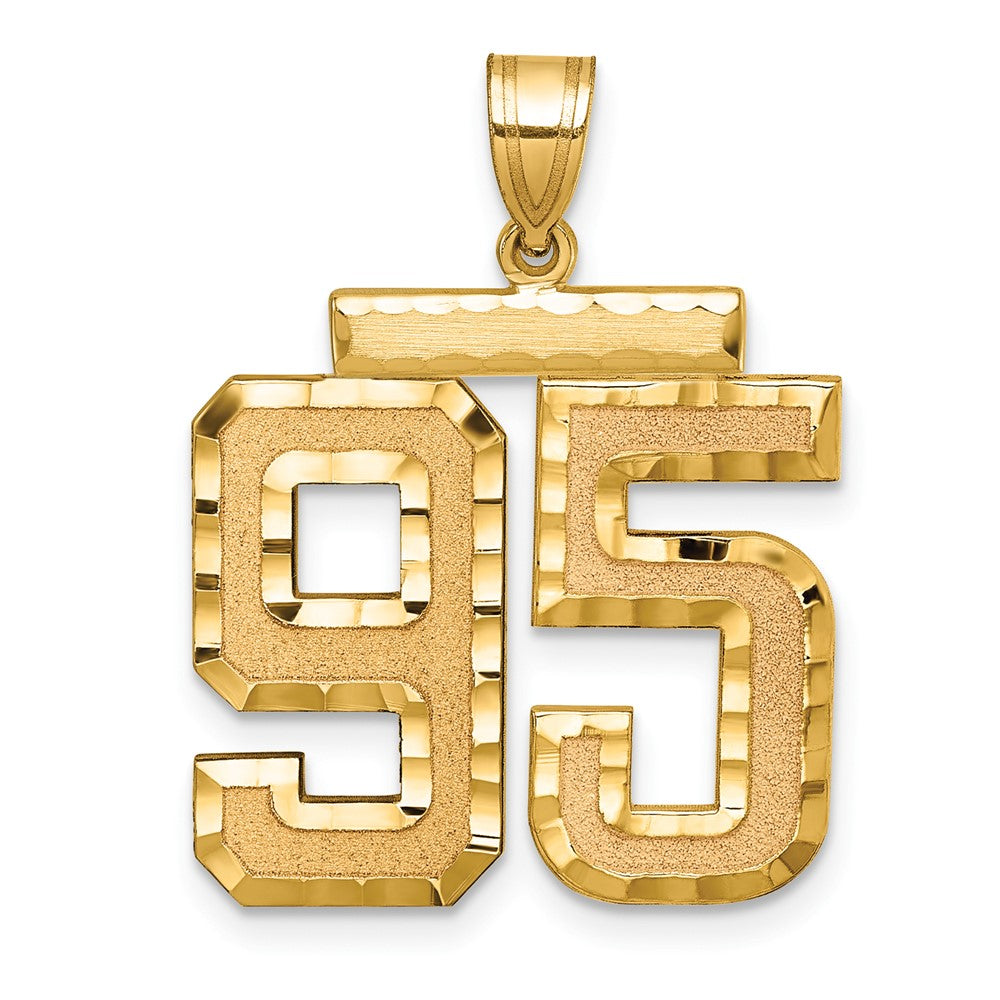 14k Yellow Gold Large Brushed Diamond-cut Number 95 Charm