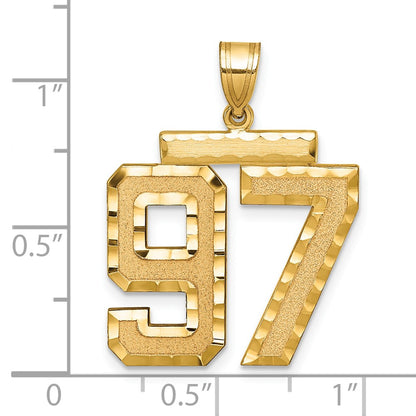 14k Yellow Gold Large Brushed Diamond-cut Number 97 Charm
