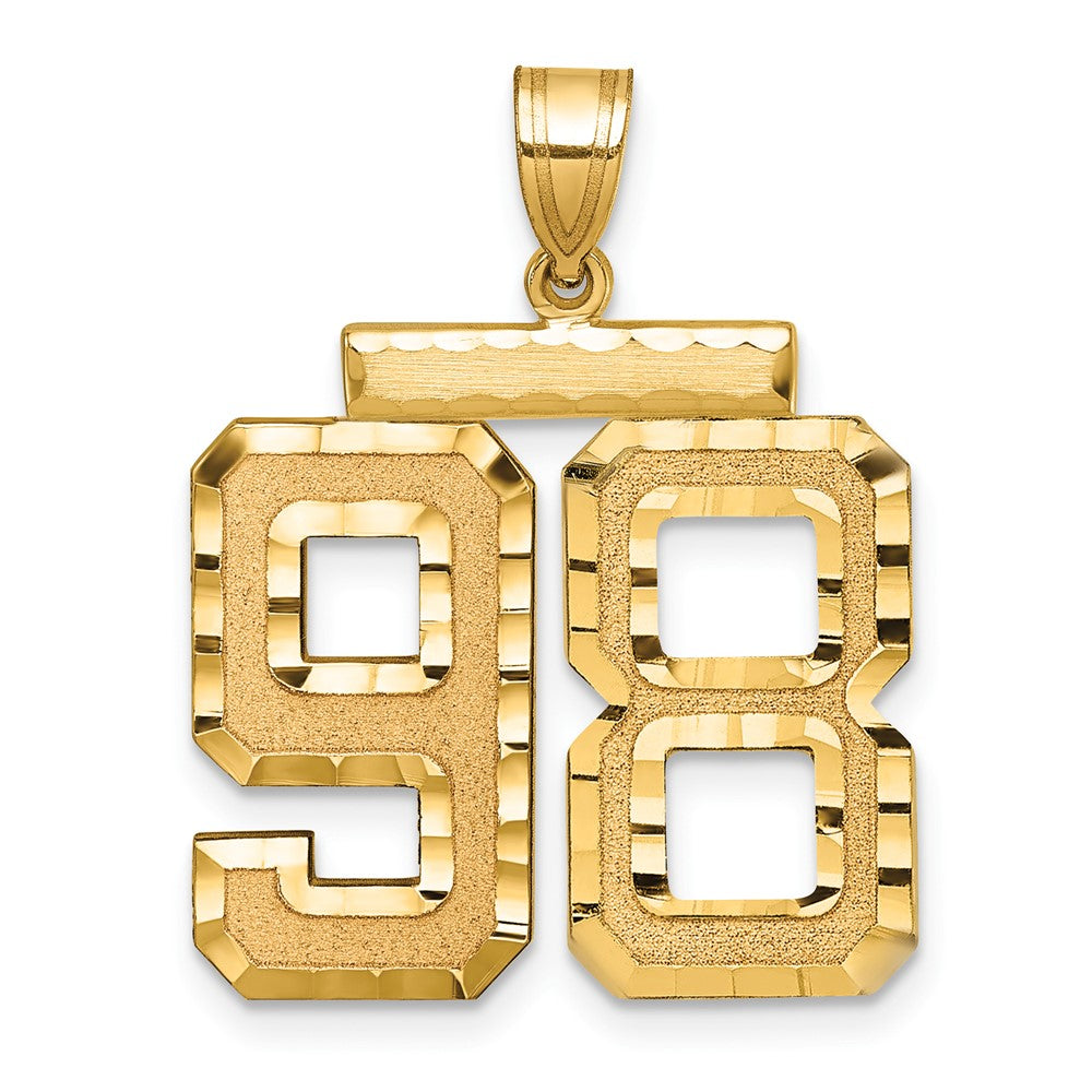 14k Yellow Gold Large Brushed Diamond-cut Number 98 Charm