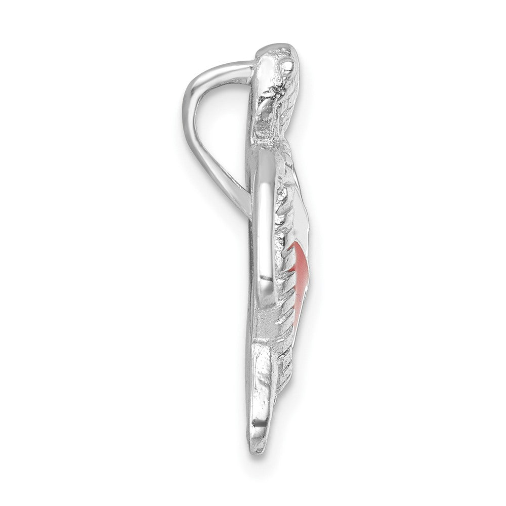 Sterling Silver Rhodium Plated Enameled Polished Dive Flag Turtle Chain Slide
