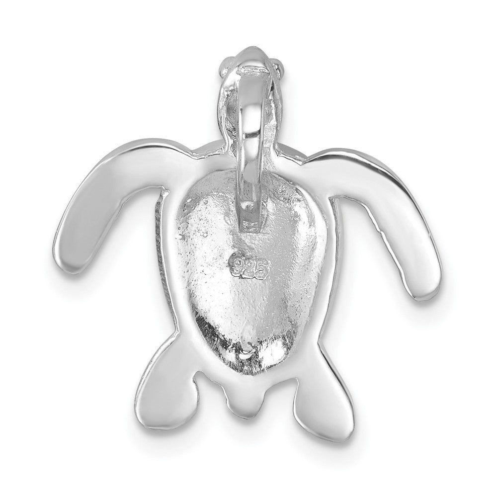 Sterling Silver Rhodium Plated Enameled Polished Dive Flag Turtle Chain Slide