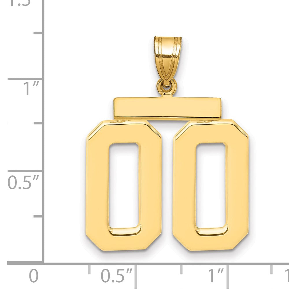 14k Yellow Gold Large Polished Number 00 on Top Charm