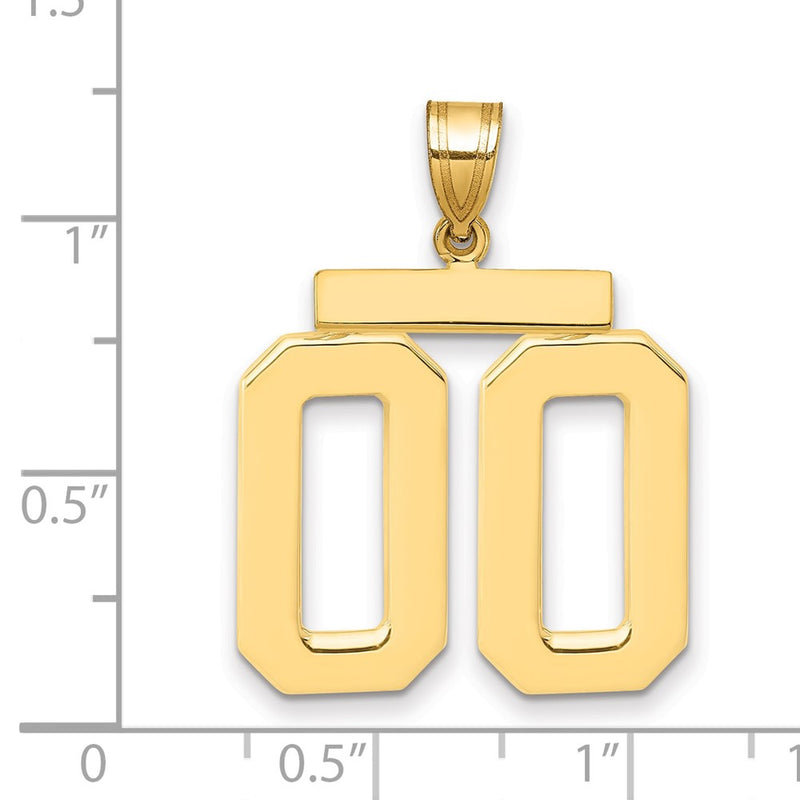 14k Yellow Gold Large Polished Number 00 on Top Charm
