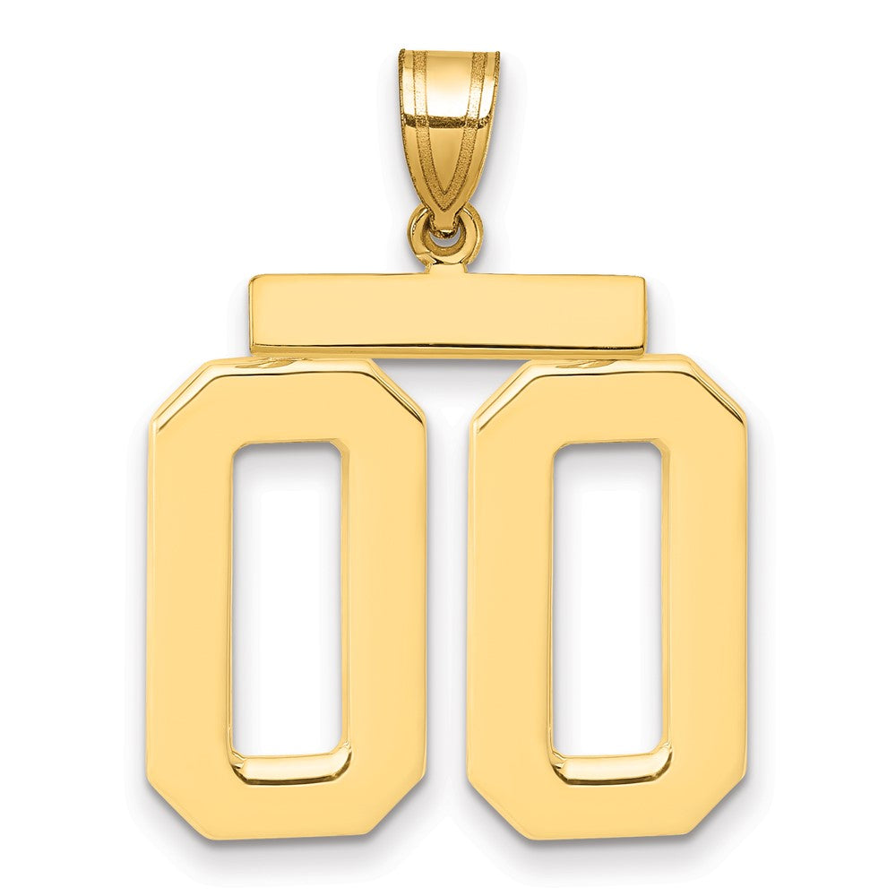 14k Yellow Gold Large Polished Number 00 on Top Charm