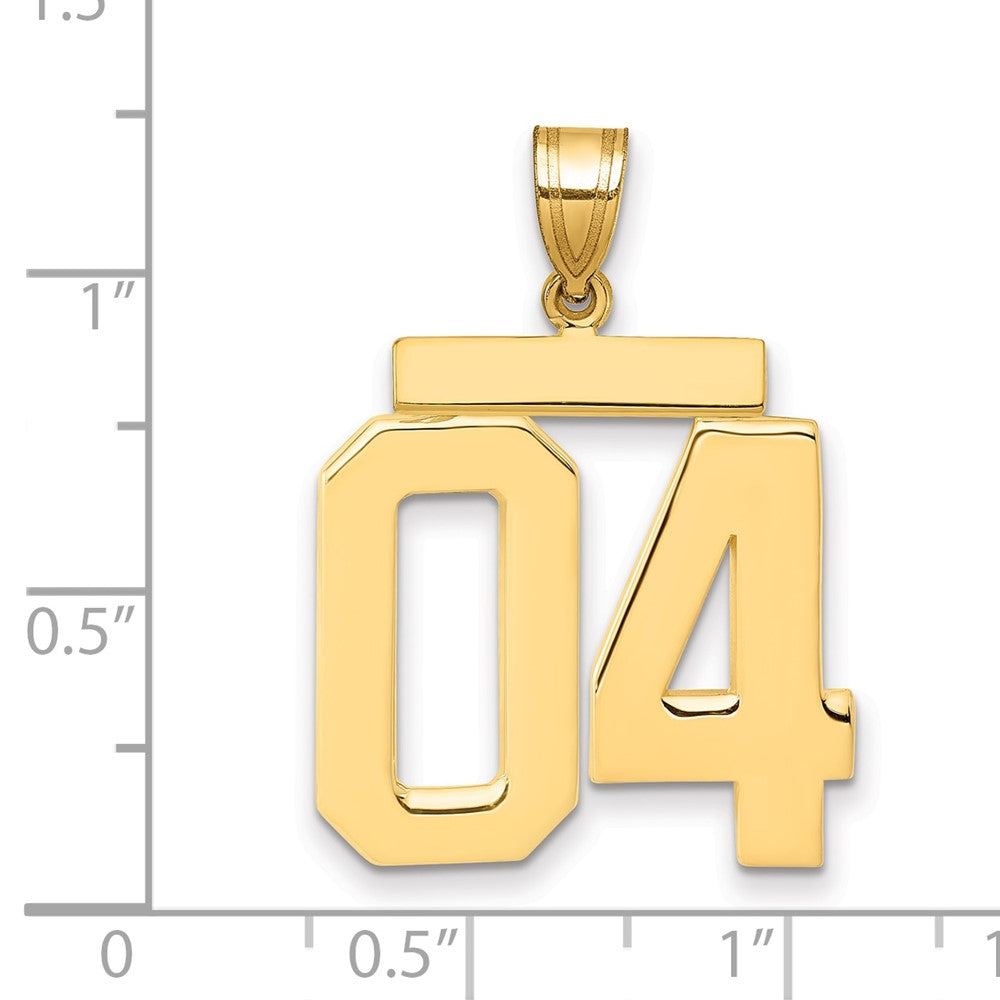 14k Yellow Gold Large Polished Number 04 on Top Charm