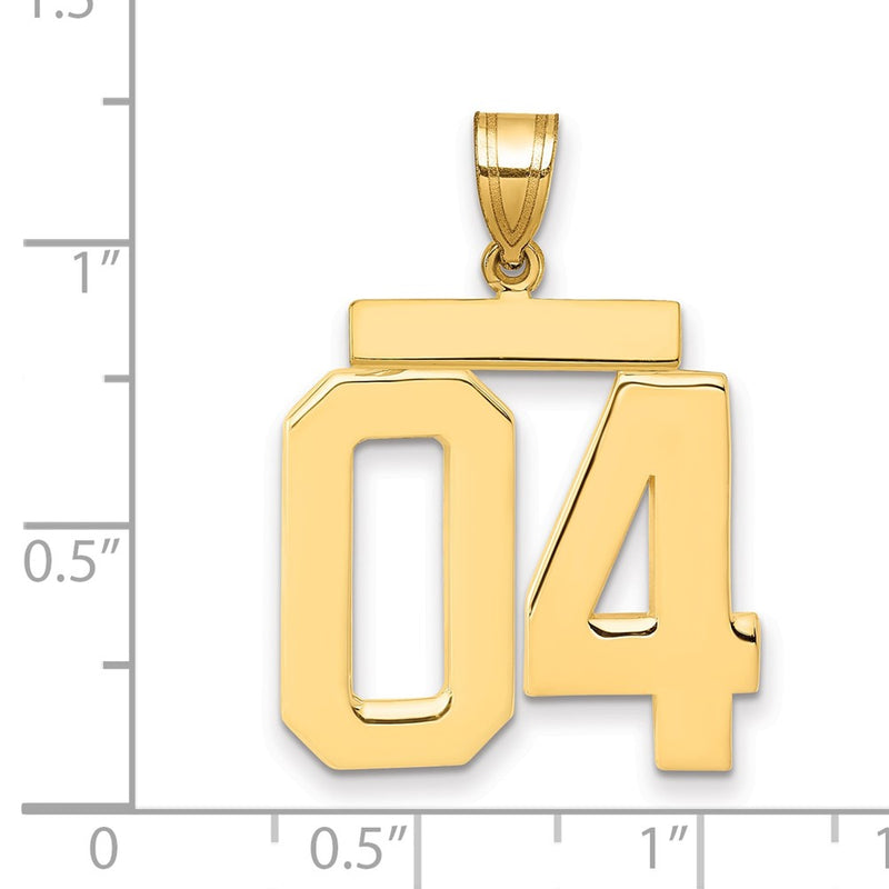 14k Yellow Gold Large Polished Number 04 on Top Charm