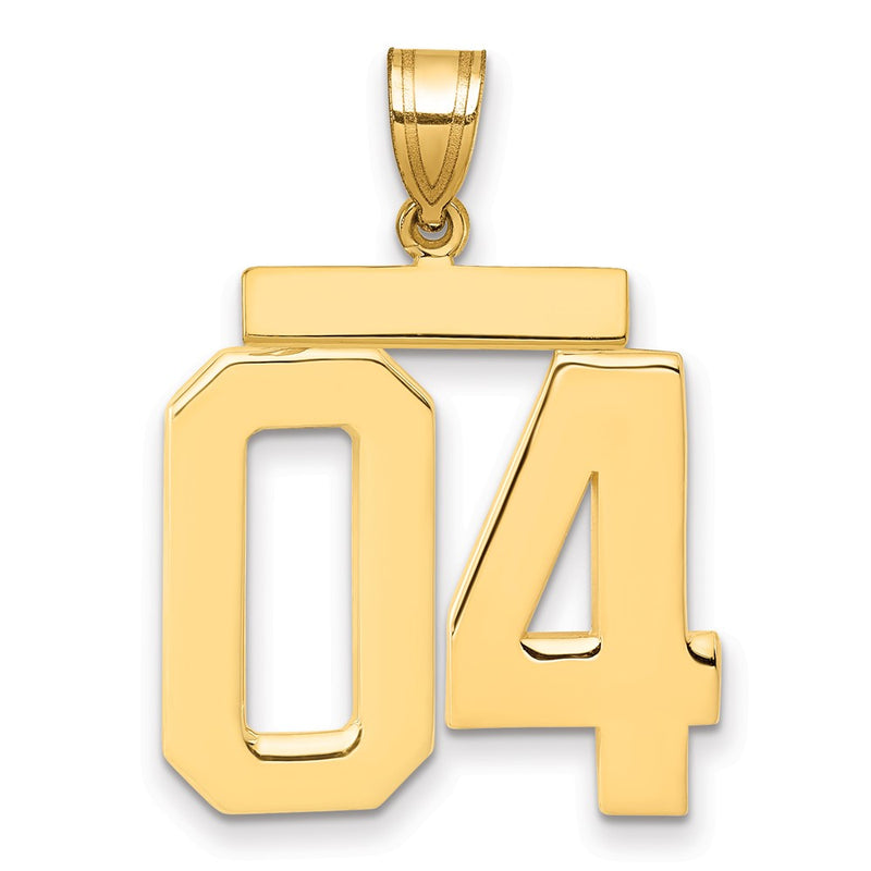 14k Yellow Gold Large Polished Number 04 on Top Charm