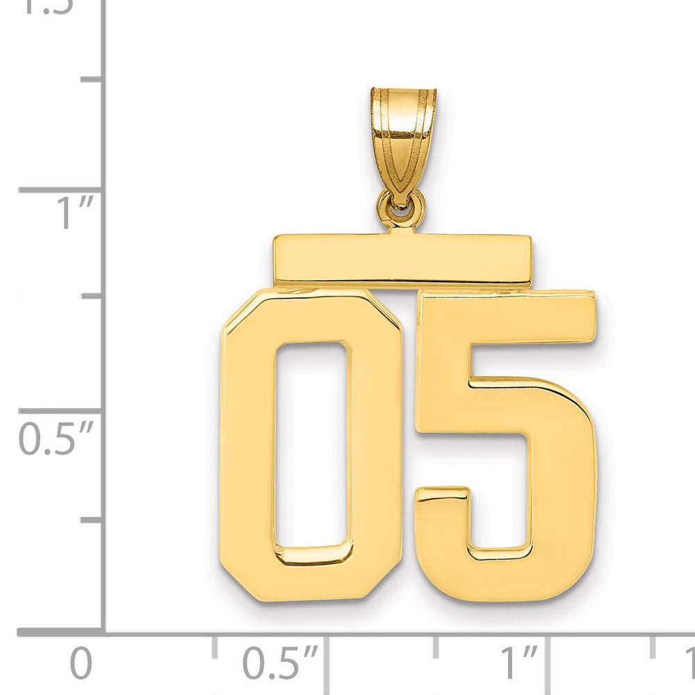 14k Yellow Gold Large Polished Number 05 on Top Charm