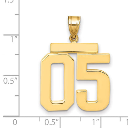 14k Yellow Gold Large Polished Number 05 on Top Charm