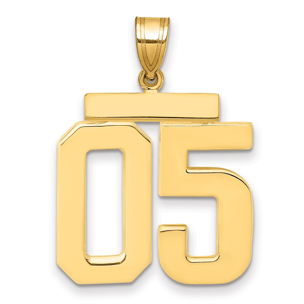 14k Yellow Gold Large Polished Number 05 on Top Charm