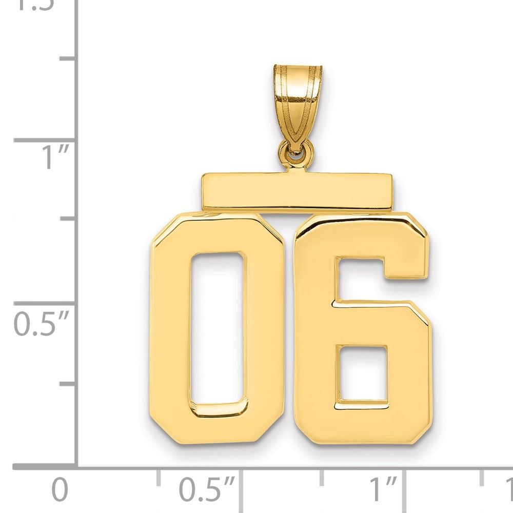 14k Yellow Gold Large Polished Number 06 on Top Charm