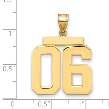 14k Yellow Gold Large Polished Number 06 on Top Charm
