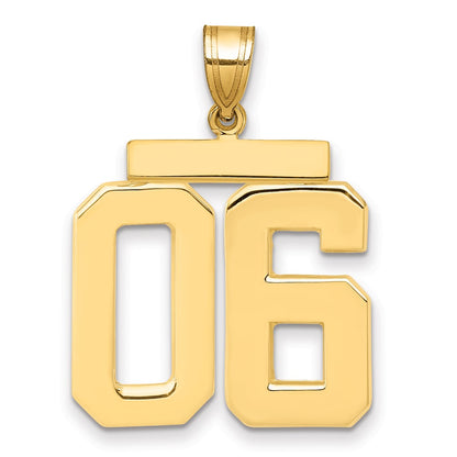 14k Yellow Gold Large Polished Number 06 on Top Charm