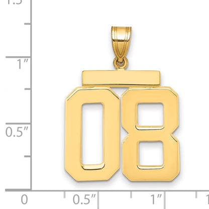 14k Yellow Gold Large Polished Number 08 on Top Charm