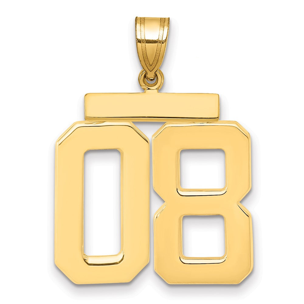 14k Yellow Gold Large Polished Number 08 on Top Charm