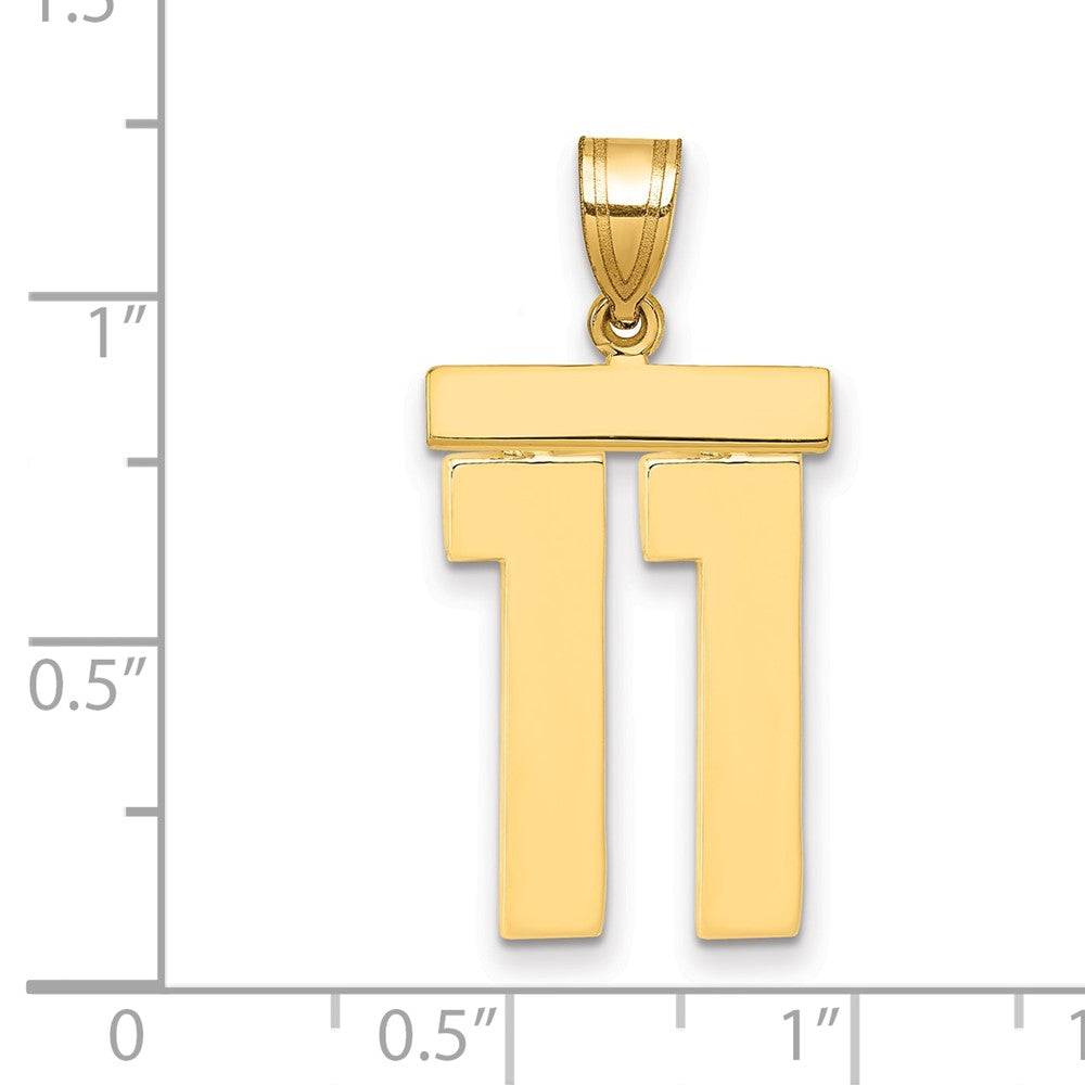 10K Yellow Gold Large Polished Number 11 Charm