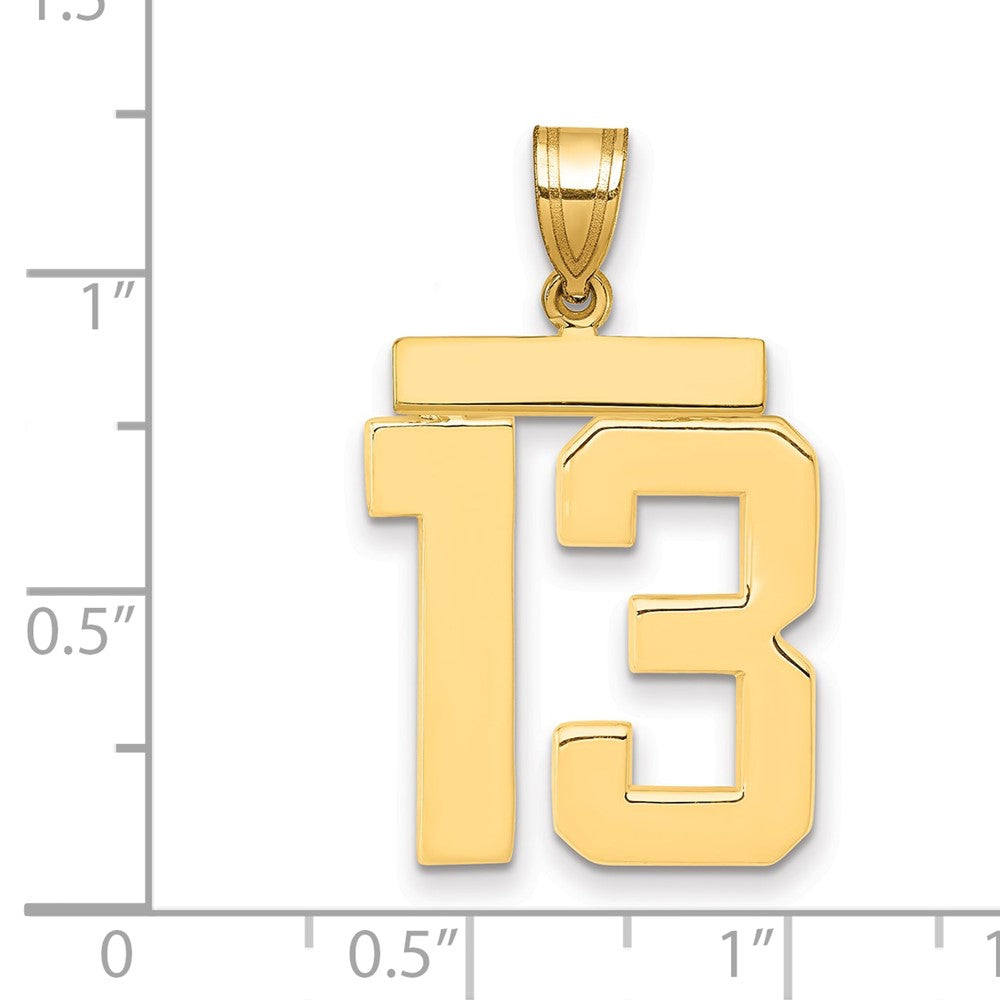 10K Yellow Gold Large Polished Number 13 Charm