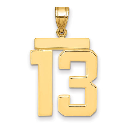 10K Yellow Gold Large Polished Number 13 Charm