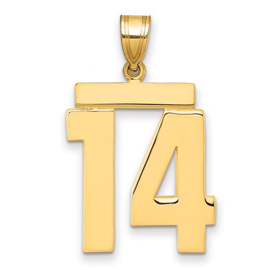 10K Yellow Gold Large Polished Number 14 Charm