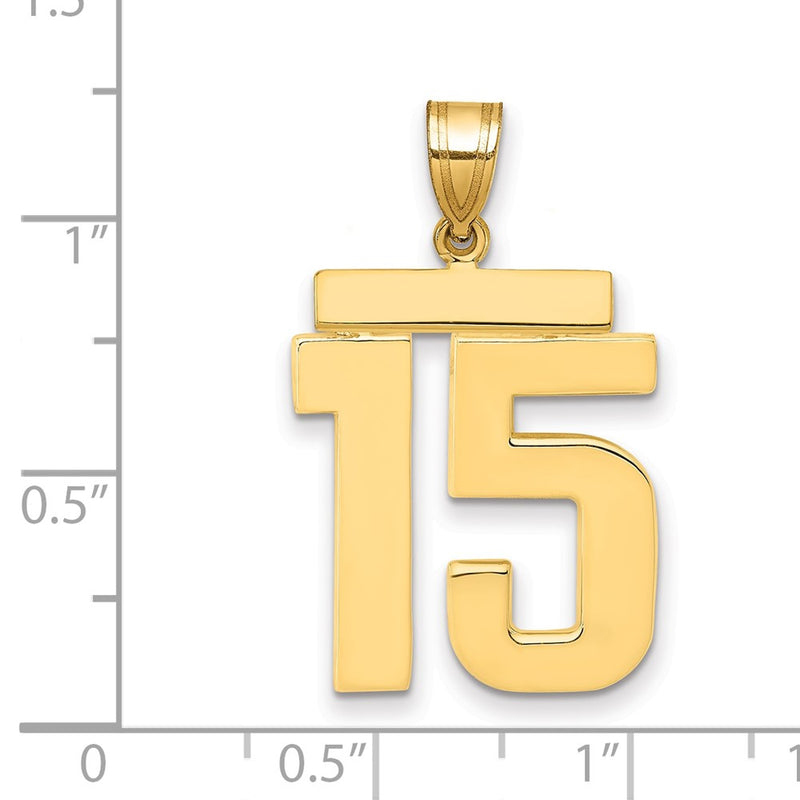 14k Yellow Gold Large Polished Number 15 Charm