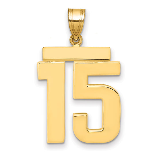 10K Yellow Gold Large Polished Number 15 Charm