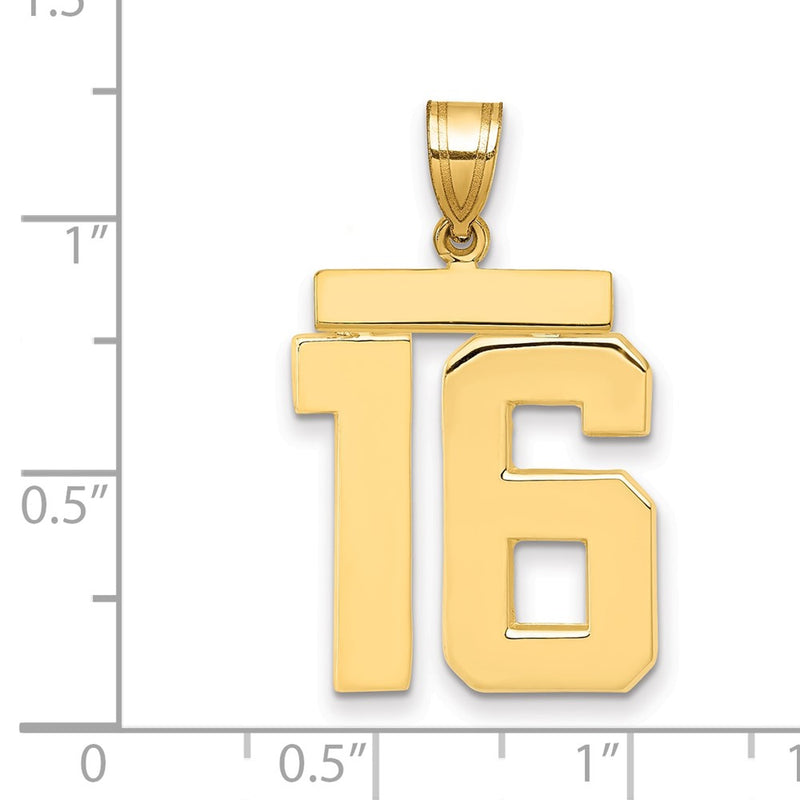 14k Yellow Gold Large Polished Number 16 Charm