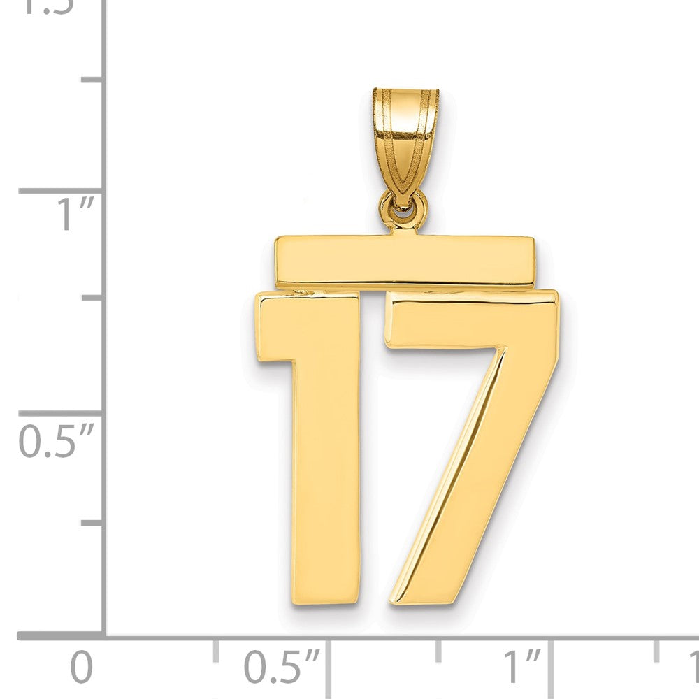 10K Yellow Gold Large Polished Number 17 Charm