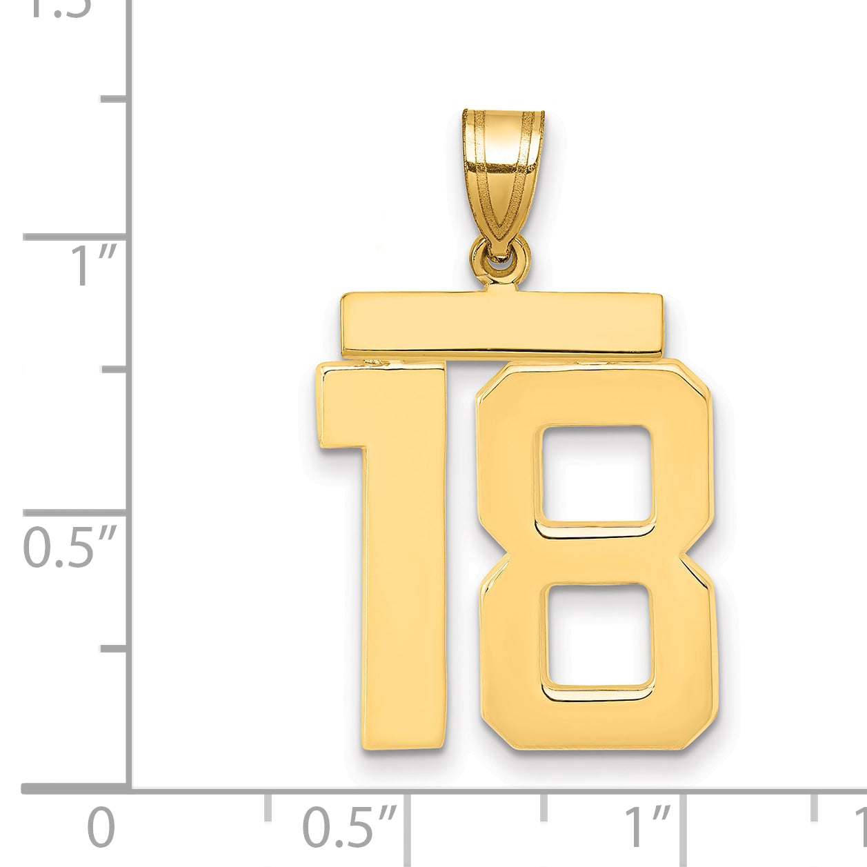 10K Yellow Gold Large Polished Number 18 Charm