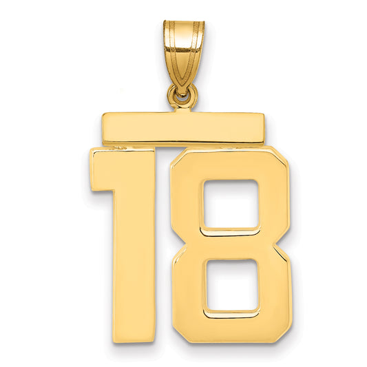 10K Yellow Gold Large Polished Number 18 Charm
