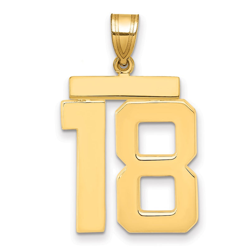 14k Yellow Gold Large Polished Number 18 Charm