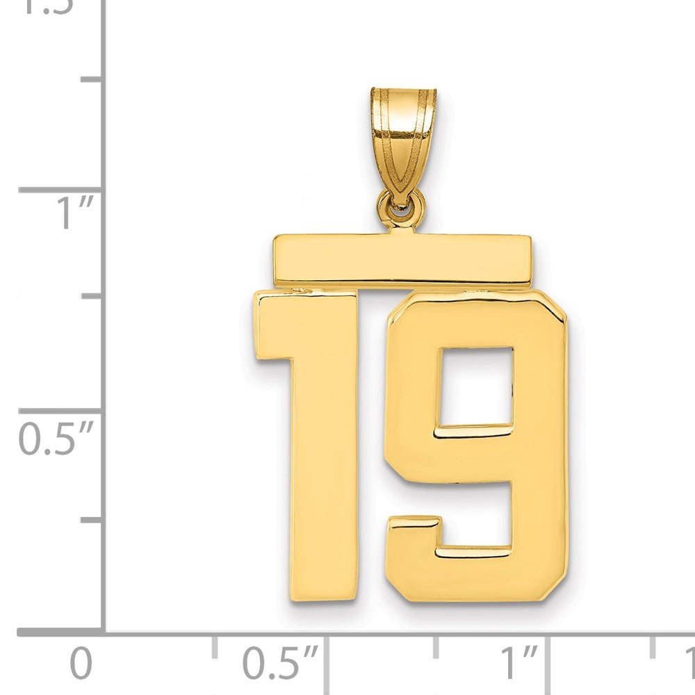 14k Yellow Gold Large Polished Number 19 Charm