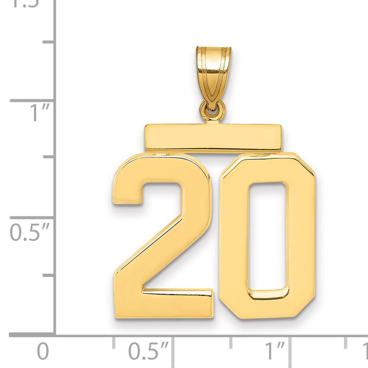 10K Yellow Gold Large Polished Number 20 Charm