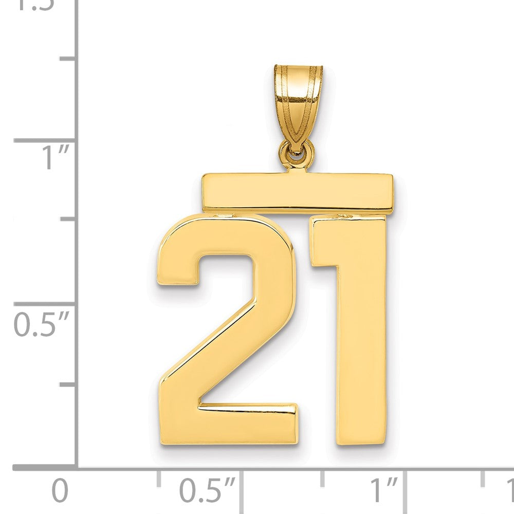 14k Yellow Gold Large Polished Number 21 Charm