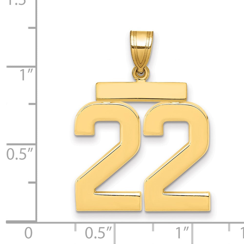 14k Yellow Gold Large Polished Number 22 Charm