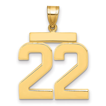 14k Yellow Gold Large Polished Number 22 Charm