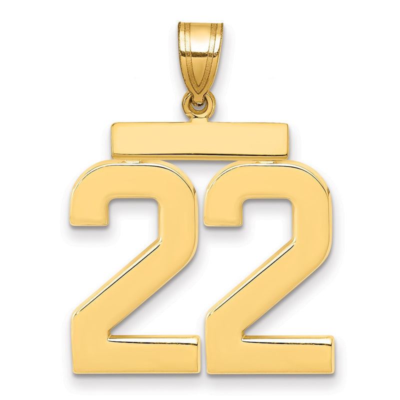 14k Yellow Gold Large Polished Number 22 Charm