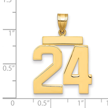 10K Yellow Gold Large Polished Number 24 Charm