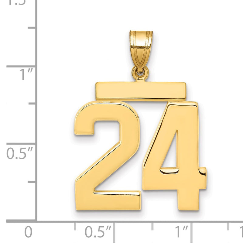 10K Yellow Gold Large Polished Number 24 Charm