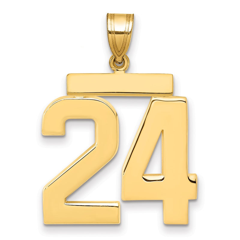 10K Yellow Gold Large Polished Number 24 Charm