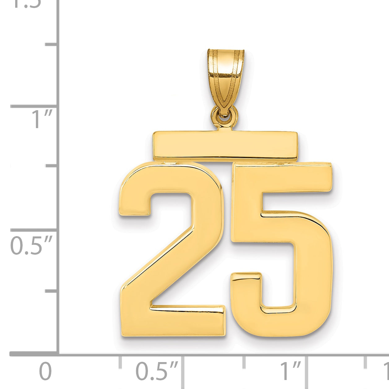 10K Yellow Gold Large Polished Number 25 Charm