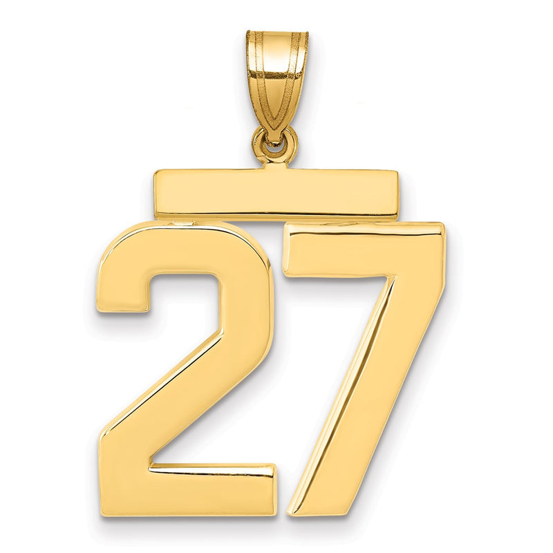 14k Yellow Gold Large Polished Number 27 Charm