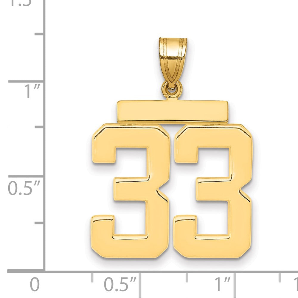 10K Yellow Gold Large Polished Number 33 Charm
