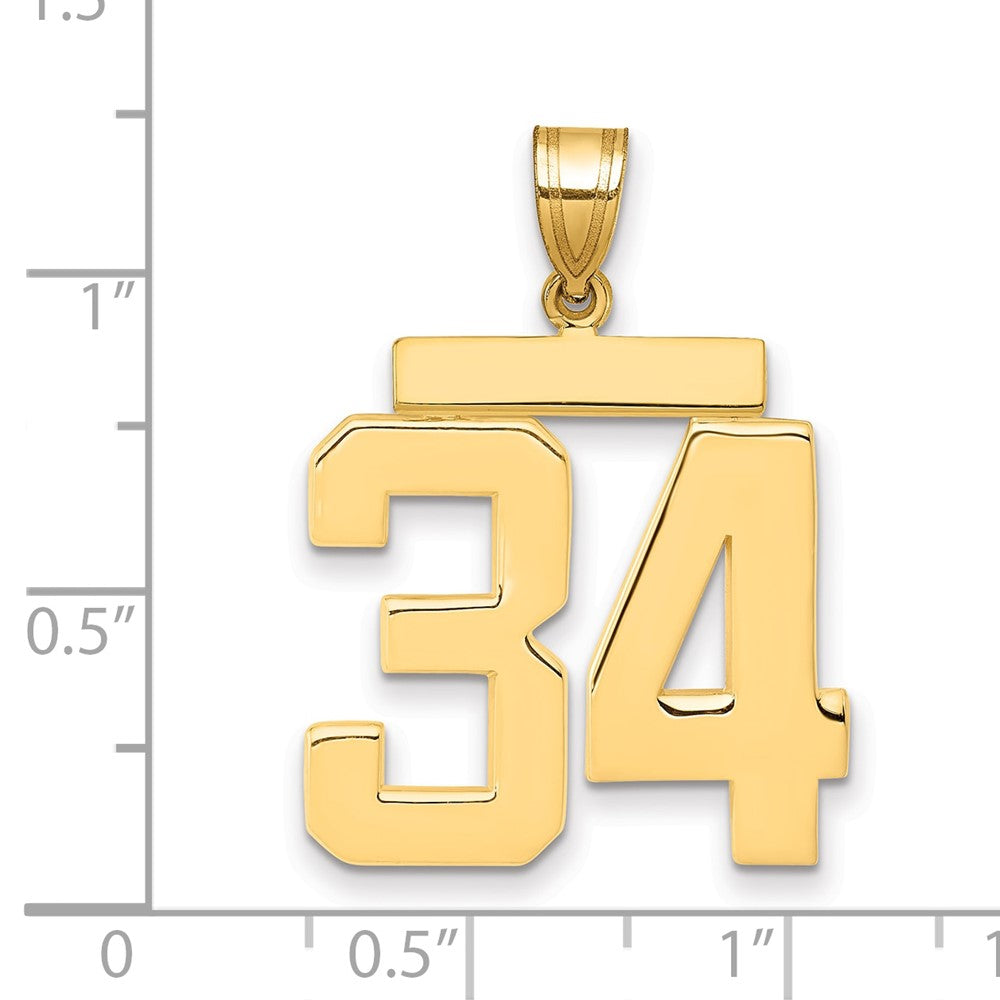 10K Yellow Gold Large Polished Number 34 Charm
