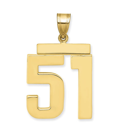 14k Yellow Gold Large Polished Number 51 Charm