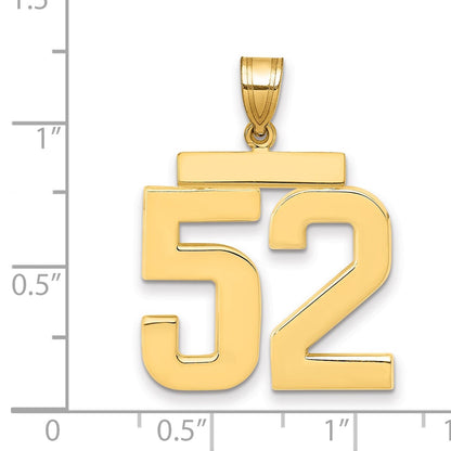 10K Yellow Gold Large Polished Number 52 Charm