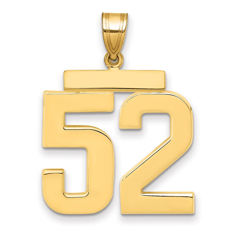 14k Yellow Gold Large Polished Number 52 Charm